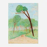 Gershon Benjamin, Walking Path, 1969, pastel on paper