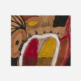 Charles Searles, Abstraction with Red, Yellow and White, 1989, ink and gouache on brown paper