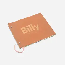Ed Ruscha, Billy, 1968, exhibition catalogue with flocked sandpaper cover, machine screw and hex nut binding, and satin ribbon bookmark