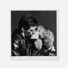 Larry and Bobby Kissing by Robert Mapplethorpe, 1979, bromoil gelatin silver print, sold Jan 2023