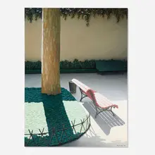 Manuel Amado, The Red Bench, 1988, oil on canvas