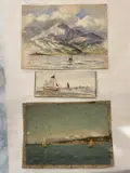 Adolf Kaufmann, A Pair of Austrian Lake Views, Two watercolors and one oil on canvas