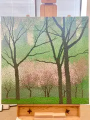 Irma Cerese, "Spring / City Hall Park," April 1982, Highly textured oil on canvas