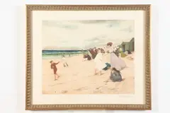 Tavík František Šimon, "Coup de Vent" (Windy Beach), 1908, Pencil signed "T.F
