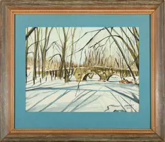 Stone Bridge near New Oxford by Charles Boyd, Watercolor on paper signed lower right hand corner, sold Feb 2022