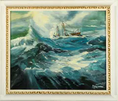 Choppy Sea by H Ireton, Oil on canvas, sold Feb 2022