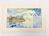 Italian School, Sunshine!, Watercolor on paper signed with an indecipherable monogram