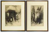 Hedley Fitton, A Pair of Engravings: "Rue St Romain, England. - largest etching: 17 x 13 in; frame: 20 x 24 in