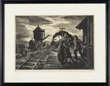 Morning Train by Thomas Hart Benton, 1943, Lithograph on paper, sold Feb 2022
