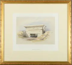 David Roberts, Gateway at Dendera, 1847, Tinted lithograph, finished by hand, as included in the book: "The Holy Land