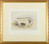 David Roberts, Gateway at Dendera, 1847, Tinted lithograph, finished by hand, as included in the book: "The Holy Land