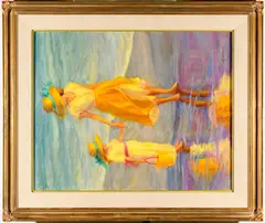 Diane Leonard, Mother and Daugther on a Beach Walk, Oil on canvas
