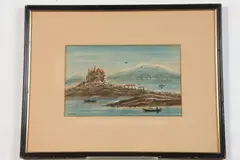 W H Watson, Afternoon Castle View, Watercolor on paper