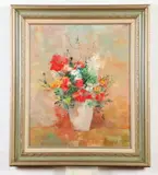 American School, Vase with Spring Flowers, Oil on Canvas