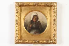 Dutch School, Old Woman Resting, Oil on Canvas