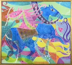 Basma Rezgui, Contemporary Arabian Horses, Oil on canvas