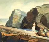 George Bellows, Nude Bather Among the Rocks, circa 1920s, Watercolor on paper