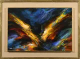 Bird Fury by Leonardo Nierman, 1966, Oil on board, sold Apr 2022