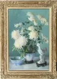American School, White Peonies Bouquet, Pastel on paper