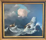 Shipwreck off a Rocky Coast by A Follower Of Philippe Jacques de Loutherbourg, Early 19th century oil on Canvas, sold Apr 2022