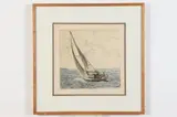 American School, Sailboat, Limited edition colored paper etching