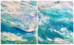 John W. Boyce, A Diptych: Southern California Surf, 2006, A pair of watercolors and gouache