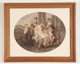 Untitled by Angelica Catharina Marie Anna Kauffman, The Toilet of Venus, 19th century color stipple engraving (possibly a mezzotint) done by printmaker Francesco Bartolozzi, sold Apr 2022