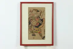Japanese School, Samurai, Color woodcut print on paper, signed and