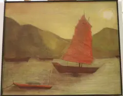 Red Boat by Chinese School, Oil on Canvas, sold May 2022