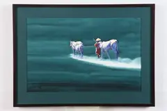 Soe Lin Aung, Man Herding Cattle, 2013, Watercolor