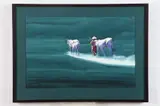 Soe Lin Aung, Man Herding Cattle, 2013, Watercolor