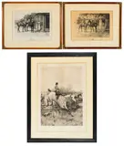 Thomas Blinks, Three Engraved Artworks, Blinks 90." Borders have remarks and pencil signatures
