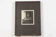 Armand Durand, Rembrandt's Self-Portrait etching at a Window, Original heliogravure on paper after Rembrandt etching "Self-portrait etching at a window (1648)."