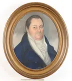 English School, Man Wearing Blue Tailcoat with Gilt Buttons, Pastel on paper