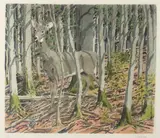 Neil Welliver, Deer in Woods, Etching and aquatint