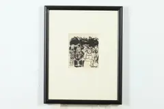 Figural Group by Abraham Walkowitz, Pen and ink wash, sold May 2022