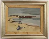Day at the Beach by American School, Oil on canvas, offered May 2022