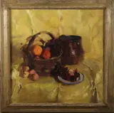 Elise Ford, Still-Life with Fruit in Basket, Oil on canvas