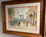 Sharon L Maddy, Champs Elysees Avenue Fall Sunset, Ink signed lower right hand corner