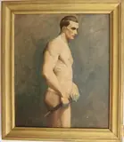 Academy Study: Naked Man by American School, Oil on canvas, sold May 2022