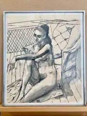 James Weeks, Seated Nude I, 1965, Charcoal and gouache on paper