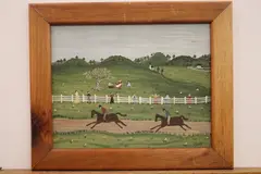 A. Snell, Horse Race, Oil on board