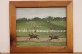A. Snell, Horse Race, Oil on board