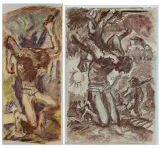 German School, Studies of Saint Sebastian, Watercolor, ink and gouache on paper