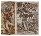 German School, Studies of Saint Sebastian, Watercolor, ink and gouache on paper