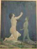 Charles Holloway, "On the Delights of Life", Watercolor on board