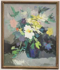 Javier Cabada, Bouquet of Summer Flowers, Oil on canvas