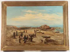 Wallon H. Roberts, Day at the beach, 1880, Oil on board
