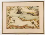 Serge Ponomarew, Jumping Horses, circa 1960, Mixed media with watercolor, ink and and gouache on paper