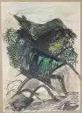 Carlos Osorio, The River Bed, 1963, Ink signed and dated lower right hand corner